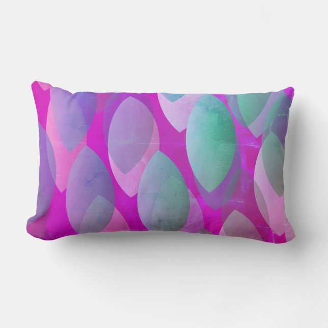 Modern Abstract Pattern | Magenta Purple Pink Teal Lumbar Cushion (Front)