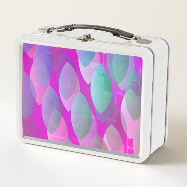 Modern Abstract Pattern | Magenta Purple Pink Teal Metal Lunch Box (Front)