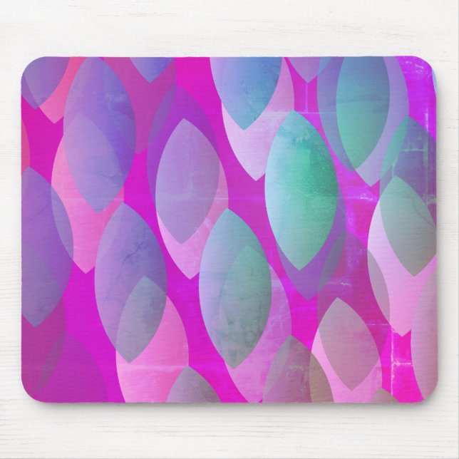 Modern Abstract Pattern | Magenta Purple Pink Teal Mouse Mat (Front)