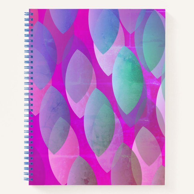 Modern Abstract Pattern | Magenta Purple Pink Teal Notebook (Front)
