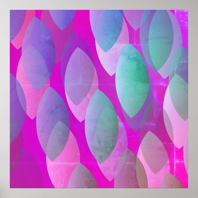 Modern Abstract Pattern | Magenta Purple Pink Teal Poster (Front)