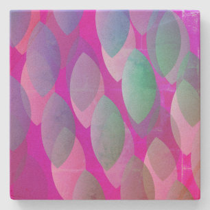 Modern Abstract Pattern Magenta Purple Pink Teal Stone Coaster