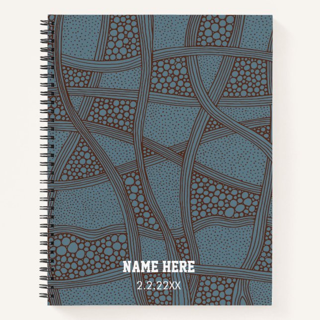Modern Abstract Pattern script Custom Name Notebook (Front)