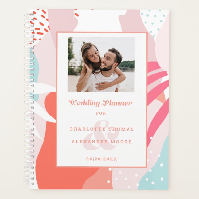 Modern Abstract Pattern | Wedding Photo Monthly Planner (Front)