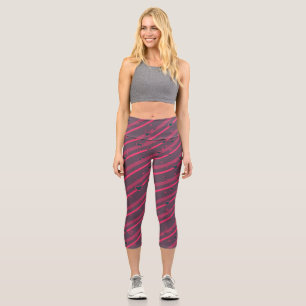 Modern Abstract Pattern with Hearts Capri Leggings