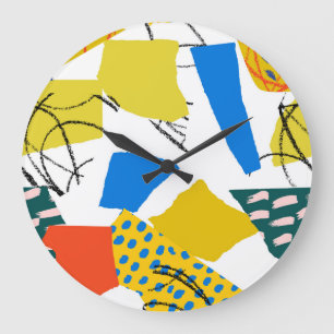 Modern Abstract Pattern with Shapes. Large Clock