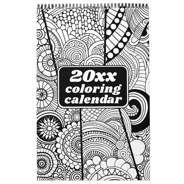 Modern Abstract Patterns Colouring - Black White Calendar (Cover)