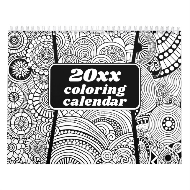 Modern Abstract Patterns Colouring - Black White Calendar (Cover)
