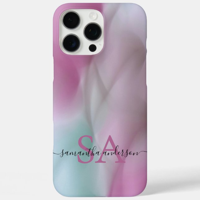 Modern Abstract Phone Case with Initials & Name (Back)