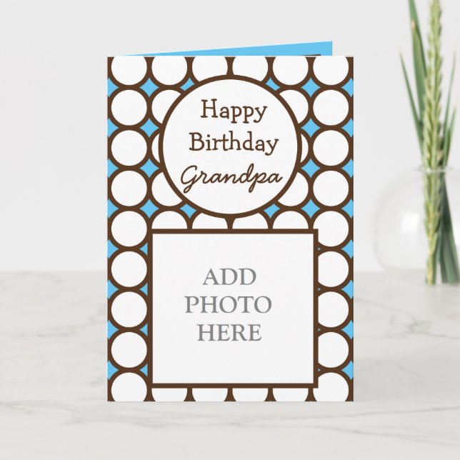 Modern Abstract Photo Card Happy Birthday Grandpa (Front)
