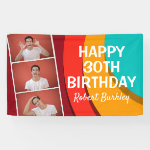 Modern Abstract Photo Collage   Birthday Banner