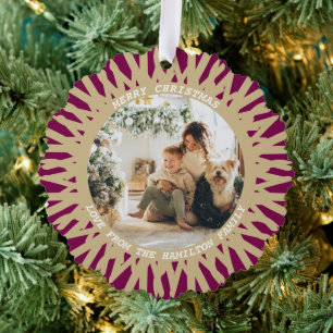 Modern Abstract Photo Text Personalised Christmas Tree Decoration Card