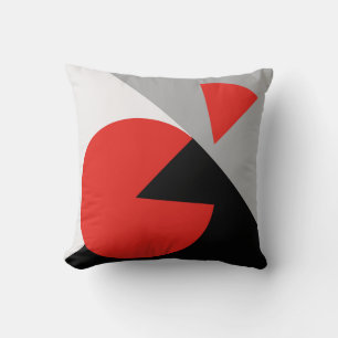 Modern abstract pillow black, red, white, grey