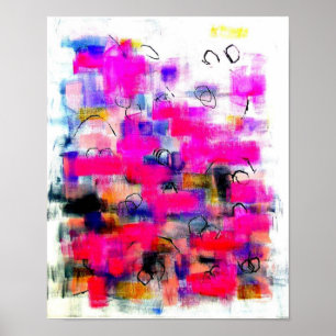 Modern Abstract Pink Acrylic Painting Poster