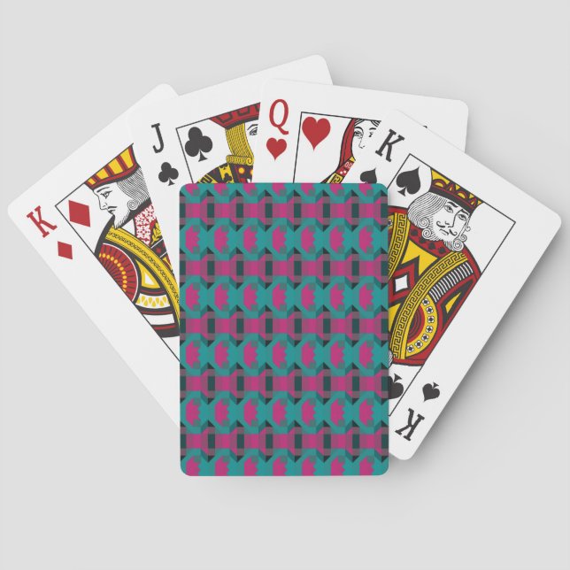 modern abstract pink and blue pattern playing cards (Back)