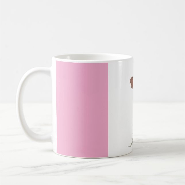 Modern Abstract Pink and White Personalized Coffee Coffee Mug (Left)