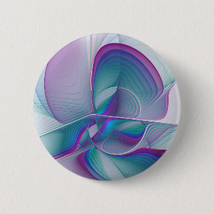 Modern Abstract Pink Blue Turquoise Fractal Art 6 Cm Round Badge