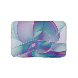 Modern Abstract Pink Blue Turquoise Fractal Art Bath Mat