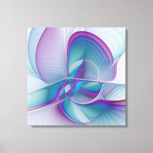 Modern Abstract Pink Blue Turquoise Fractal Art Canvas Print