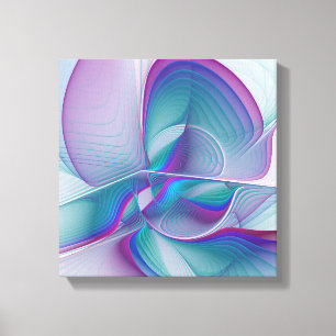 Modern Abstract Pink Blue Turquoise Fractal Art Canvas Print