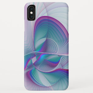 Modern Abstract Pink Blue Turquoise Fractal Art iPhone XS Max Case