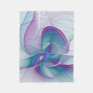 Modern Abstract Pink Blue Turquoise Fractal Art Fleece Blanket