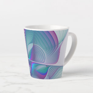 Modern Abstract Pink Blue Turquoise Fractal Art Latte Mug