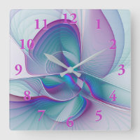 Modern Abstract Pink Blue Turquoise Fractal Art