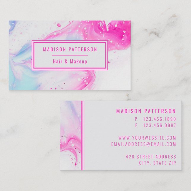 Modern Abstract Pink Chic Trendy Cute Professional Business Card (Front/Back)