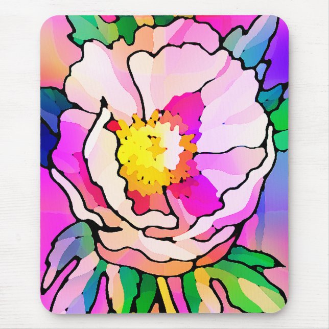 Modern Abstract Pink Flower Mouse Mat (Front)