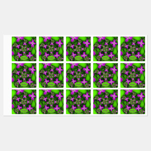Modern Abstract Pink Green Fractal Flowers Name