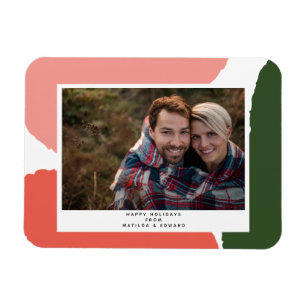 modern abstract pink green holiday magnet