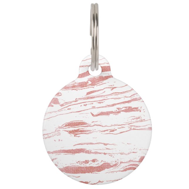 Modern abstract pink marbleised paint pet tag (Front)