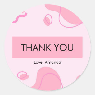 Modern Abstract Pink Minimalist Personalise Classic Round Sticker