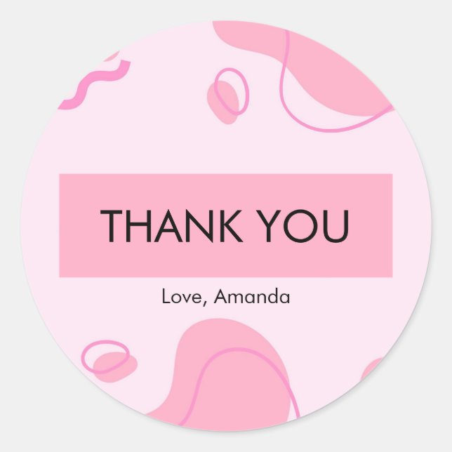 Modern Abstract Pink Minimalist Personalise Classic Round Sticker (Front)