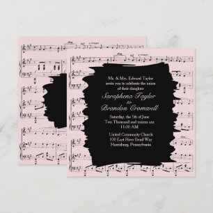 Modern Abstract Pink Music Wedding Invitation