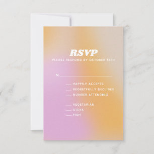 Modern Abstract Pink Orange Gradient Wedding RSVP Card
