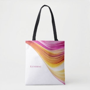 Modern Abstract-Pink Orange Yellow-Personalized- Tote Bag