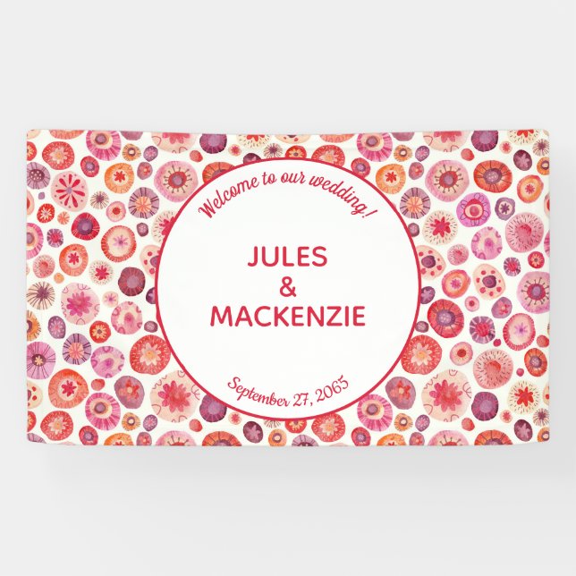 Modern Abstract Pink Watercolor Circles Banner (Horizontal)