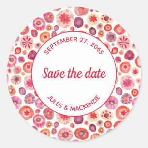 Modern Abstract Pink Watercolor Circles Classic Round Sticker