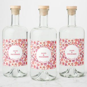 Modern Abstract Pink Watercolor Circles Liquor Bottle Label