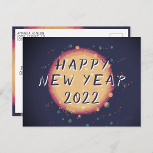 Modern Abstract Planet Happy New Year 2023 Postcard