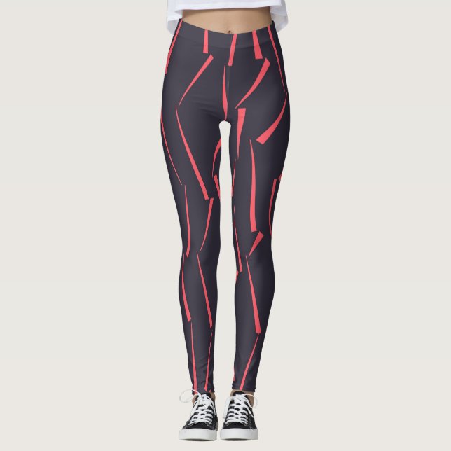 Modern abstract playful geometric triangle pattern leggings (Front)