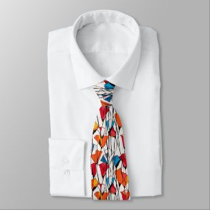 Modern Abstract Poppy and Tulip Floral Pattern Tie