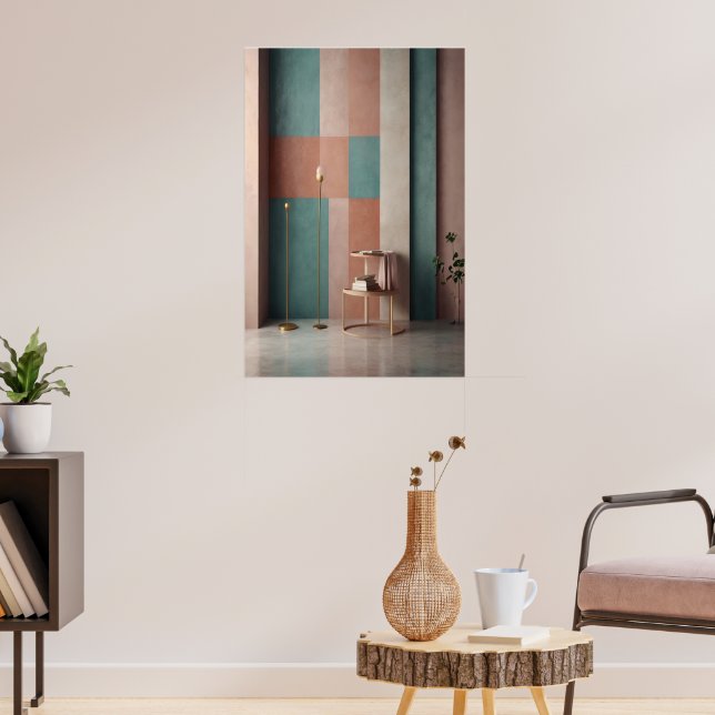 Modern Abstract Poster | Geometric Pastel Minimali (Living Room 3)