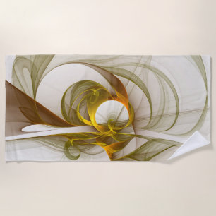 Modern Abstract Precious Metal Colours Fractal Beach Towel