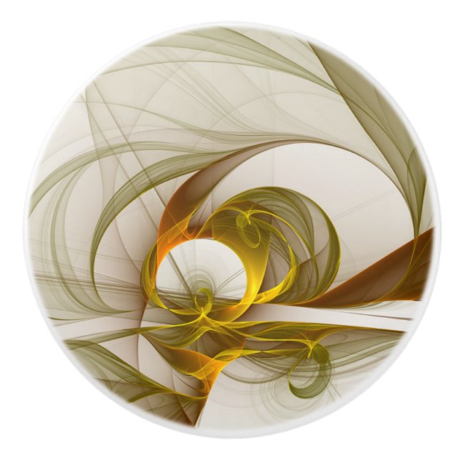 Modern Abstract Precious Metal Colours Fractal Ceramic Knob (Front)