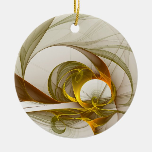 Modern Abstract Precious Metal Colours Fractal Ceramic Tree Decoration (Front)