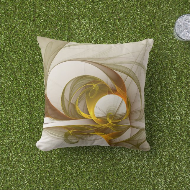 Modern Abstract Precious Metal Colours Fractal Cushion (Grass)