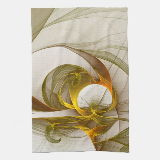 Modern Abstract Precious Metal Colours Fractal Tea Towel (Vertical)